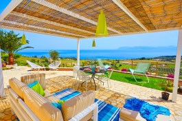 Villa Brezza Marina in Sicily for Rent | Sofa on the terrace with the sea view