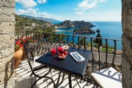 Torre Isola Bella in Sicily for Rent | Roof Terrace with View on Isola Bella