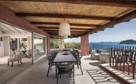 Luxury Villa Mannus in Sardinia for Rent | Terrace with table and sea view