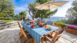 Luxury Villa Nel Blu in Liguria for Rent | Breakfast on terrace with the sea view
