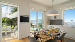 Luxury Villa Scirocco in Liguria for Rent | Kitchen with the sea view